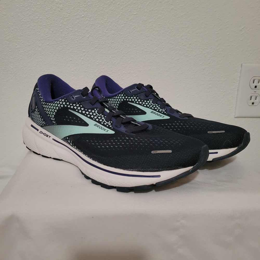 Brooks Ghost 14 Womens 9.5 B Running Shoes Navy Purple Blue Sneakers 1203561B446 - Picture 3 of 14